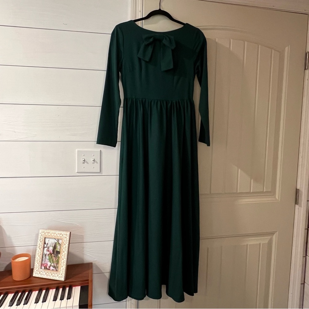 Elegant Green Long Sleeve Dress
